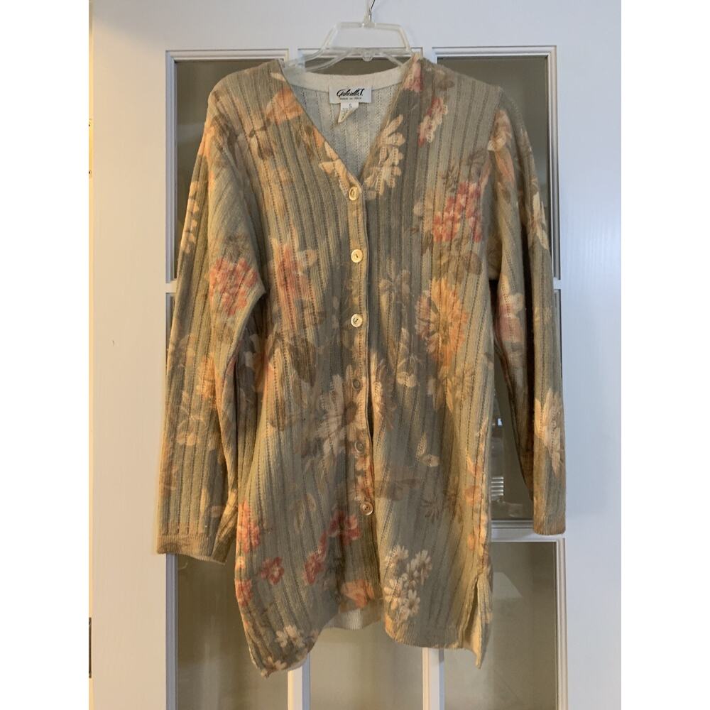 Gabriella T made in italy floral wool blend sweater button down SMALL